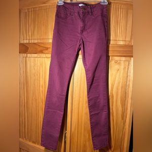 Refuge low rise slim jeans, maroon size 2.